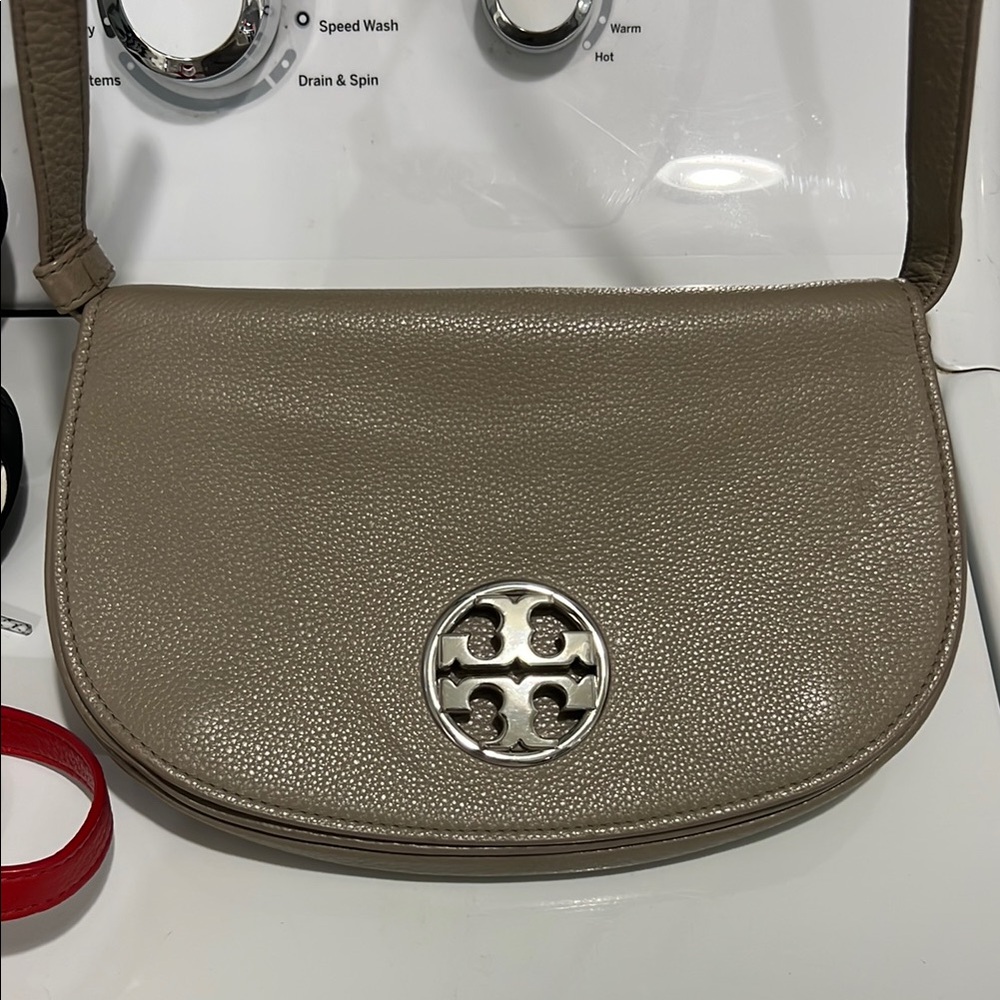 Tory Burch Taupe Leather Crossbody Bag